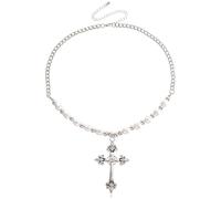HQHYGM Hip Hop Punk Retro Pendant Gothic Pearl Chain Choker Jewelry Vintage Cross Beaded Necklace