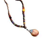 HQHYGM Hippie Necklace For Women and Men, Peace Pendant Necklace Boho Aesthetic Tassel Vintage Wooden Beads Bohemia Sweater Chain, Long Necklaces For Women Boho, Grunge Necklaces