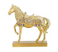HQHYGM Horse Statue Figurine Crafts Animal Sculpture for Home Shelf Wedding Bedroom Decor, Aureate