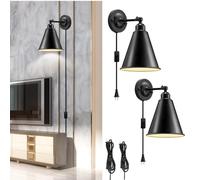 HQHYGM in Wall Light with Switch Wall Lamp 240 Degree Adjustable Vintage Industrial Rotatable Wall Metal for Bedroom Living Room Office