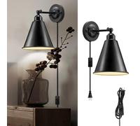 HQHYGM in Wall Light with Switch Wall Lamp 240 Degree Adjustable Vintage Industrial Rotatable Wall Metal for Bedroom Living Room Office