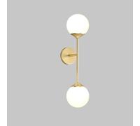HQHYGM Indoor Bathroom Brass Vintage Industrial Light Fixture Lamp Hardwired Wall with Milky White Globe Glass Shade for Bedroom Bedside Vanity (Gold)