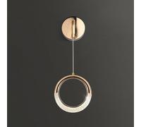 HQHYGM Indoor Bedside Lamp 5W Acrylic Ring Lights for Living Room Corridor Hardwired Wall Mounted Light with 30cm Adjustable Hanging Wire (Gold)