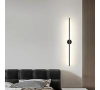 HQHYGM Indoor Long Strip Wall Lamp Nordic Style Wall Aluminium Minimalist Wall Background Decoration Wall Lamp Bedroom Living Room Mirror Stairs (100cm Black White Light)