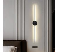 HQHYGM Indoor Long Strip Wall Lamp Nordic Style Wall Aluminium Minimalist Wall Background Decoration Wall Lamp Bedroom Living Room Mirror Stairs (100cm Black Neutral Light)