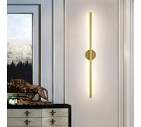 HQHYGM Indoor Long Strip Wall Lamp Nordic Style Wall Aluminium Minimalist Wall Background Decoration Wall Lamp Bedroom Living Room Mirror Stairs (150cm Gold White Light)