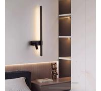 HQHYGM Indoor Long Wall Lights with Remote Control Wall 2700K-6500K Dimmable Wall ° Rotatable Spotlight Iron Acrylic for Bedroom Living Room (62cm Black)