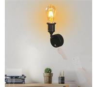 HQHYGM Indoor Retro Wall Lights with Remote Control Dimmable Wall Touch Control Wall Lamp USB Rechargeable Black Decorative for Living Room Hallway Bedside (B 1 Pack)