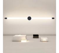 HQHYGM Indoor Wall Aluminium/Acrylic Black Long Wall Light 350° Rotatable Wall Minimalist Linear Decorative for Living Room Bedroom Corridor (115cm White Light)