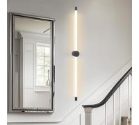 HQHYGM Indoor Wall Aluminium/Acrylic Black Long Wall Light 350° Rotatable Wall Minimalist Linear Decorative for Living Room Bedroom Corridor (55cm Neutral Light)