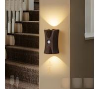 HQHYGM Indoor Wall Lamp USB Rechargeable Wall with 120° Motion Sensor Wall Lights 3000K/4000K/6000K Dimmable Magnetic for Living Room Bedroom Kitchen (Deep Wood)