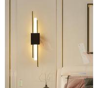 HQHYGM Indoor Wall Light Battery Operated Wall Lamp Touch Control Dimmings Wall with Remote Control Wall Nordic Creatively for Bedroom Hallway Living Room (Black Gold Left)