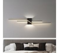 HQHYGM Indoor Wall Light Decorative Wall Lamp Black Creative Wall Long Parallel Wall Iron Aluminium for Living Room Hallway Bedroom (A-Neutral Light 100cm)