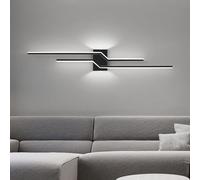 HQHYGM Indoor Wall Light Decorative Wall Lamp Black Creative Wall Long Parallel Wall Iron Aluminium for Living Room Hallway Bedroom (B-White Light 100cm)