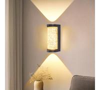 HQHYGM Indoor Wall Light Up and Down Wall Lamp Background Decorative Wall Minimalist Black Wall Glass for Bedside Bedroom Living Room (Square White Light)