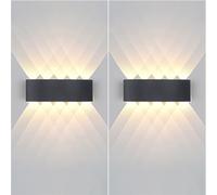 HQHYGM Indoor Wall Light with Remote Control Wall Lamp Dimmings 2700K-6500K Wall USB Rechargeable Wall Up and Down for Bedroom Living Room Corridor (Black-Warm Light 2 Packs)