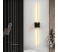 HQHYGM Indoor Wall Light with Remote Control Wall Lamp Touch Control Dimmings ° Rotate Wall 2700K-6500K Wall Battery Operated Bedroom Living Room (Square - Black Gold 118cm)