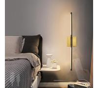 HQHYGM Indoor Wall Lights with Remote Control Dimmable Wall Lamp USB Rechargeable Rotatable 350° Wall with Touch Control for Bedroom Living Room (60cm Copper+Black)