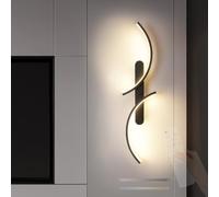 HQHYGM Indoor Wall Lights with Remote Control Wall 2700K-6500K Dimmable Wall Lamp Black Creative Curved Aluminium Iron for Bedroom Living Room Hallway (100cm Right)