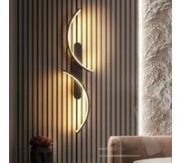 HQHYGM Indoor Wall Lights with Remote Control Wall 2700K-6500K Dimmable Wall Lamp Black Creative Curved Aluminium Iron for Bedroom Living Room Hallway (80cm Left)