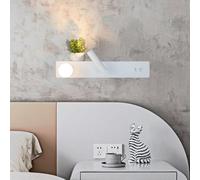 HQHYGM Interior Wall Light with Remote Control Wall Lamp Dimmable 2700K-6500K Wall Acrylic Aluminium Long Rectangular for Bedroom Living Room Kitchen (B White)