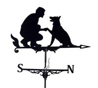 HQHYGM Iron Metal Retro Weather Vane Garden Patio Yard Ornament Decoration Weathervane, Man with Dog