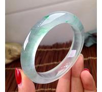 HQHYGM Jade Bangles, Natural Green Floating Flower Jade Bangle Bracelet, Translucent Jade Bangle, with Jewelry Box, 54-64mm,60mm