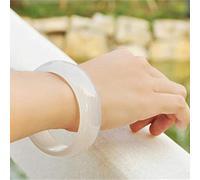 HQHYGM Jade Bracelet for Women, Chinese Bracelet, Natural White Agate Ice Jade Bracelet Jade Bracelet with Box,60mm