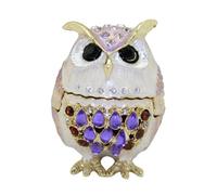 HQHYGM Jewelry Box Owl Statue Ornament Storage Case Home Decor Organizer Sculpture Animal Figurine for Hairpins Girlfriend, Purple