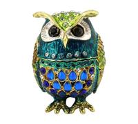 HQHYGM Jewelry Box Owl Statue Ornament Storage Case Home Decor Organizer Sculpture Animal Figurine for Hairpins Girlfriend, Blue