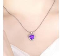 HQHYGM Jewelry Women Heart Pendant Necklaces Purple&Red&Pink Zircon Clavicle Chain