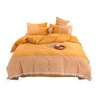 HQHYGM Juego de Ropa de Cama, Juego de Funda nórdica de Invierno, Juego de Cama de 4 Piezas, Juegos de Funda de edredón para Cama Doble, sábana Plana, diseño de Encaje Doble, Estilo Europeo, Verde,