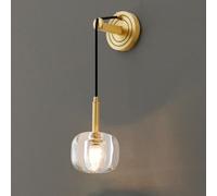 HQHYGM K9 PostModern Light Bedroom Bedside Crystal Lamp with 60cm Adjustable Hanging Wire Living Room Hallway Brass Wall Fixtures G9 Socket