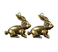 HQHYGM Key Chain Pendant Feng Shui Statue Micro Toys Chinese Animals Charm Vintage Toys Easter Bunny Charms Chinese Statues Desktop Car Key Fob Brass