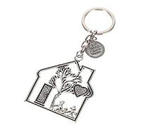 HQHYGM Keychain Bag Pendant Metal House Shaped Ornament Engraved A Family's Love is Forever Housewarming New Home Buyers Car Hanging Key Chain