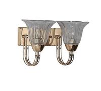 HQHYGM Lights Bedroom Wrought Iron Wall Light Metal Rocker + Flower Shaped Glass Lampshade Fixture Minimalist Living Room Electroplating Sconces Lamps