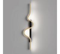 HQHYGM Linear Wall Black+Gold Wall Light Fixture Wall Lamp in Wave-SART Deco Wall Mount Fixture Metal Sconces for Living Room Bedroom Hallway Hotel/6000K/60Cm