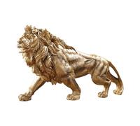 HQHYGM Lion Statue Resin Figurine Decoration Gold Crafts Collection Tabletop Ornament Animal Sculpture for Office Table Centerpieces