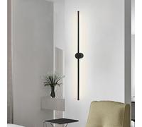 HQHYGM Long Wall Lights 350° Rotation Wall Acrylic Aluminium Minimalist Linear Wall Nordic Black Indoor Decorative for Living Room Bedroom Hallway (30cm White Light)