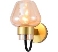HQHYGM Luxury Vintage Wall Black d Farmhouse Bedside Lamps with Amber Smoke Grey Glass Mid Century Wall Light Fixture for Bedroom Living Room Hallway Aisle/d
