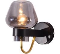 HQHYGM Luxury Vintage Wall Black d Farmhouse Bedside Lamps with Amber Smoke Grey Glass Mid Century Wall Light Fixture for Bedroom Living Room Hallway Aisle/d