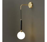 HQHYGM Marble Nordic Brass Mounted for Bedroom Globe Glass Shade Living Room Light Fixture G9 Socket Bedside Wall Lamp with Hanging Wire