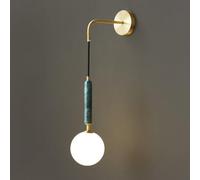 HQHYGM Marble Nordic Brass Mounted for Bedroom Globe Glass Shade Living Room Light Fixture G9 Socket Bedside Wall Lamp with Hanging Wire