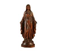 HQHYGM Mary Figurine Tabletop Ornament Catholic Wood Sculpture Religious Statue for Living Room Festival Shelf Bedroom Office