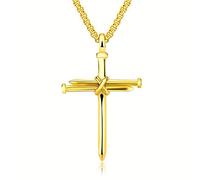 HQHYGM Men's Necklace Hip Hop Personality Ornament for Retro Pendant Wild Fashion J Titanium Steel Cross Necklace),additionalWeblabs:(: