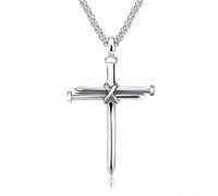 HQHYGM Men's Necklace Hip Hop Personality Ornament for Retro Pendant Wild Fashion J Titanium Steel Cross Necklace),additionalWeblabs:(: