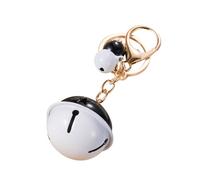 HQHYGM Metal Bell Keychain Bag Pendant with Dual-Color Black and White Bells, Charming Key Ring for Women Handbags and School Bags, Small Decorative Key Chain Accessory