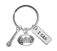 HQHYGM Metal Key Chain Pendant Singers Musicians Polished Microphone Ornament Keyring Keys Bags Personal Items Gift for Music Lovers and Public Speakers