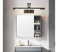 HQHYGM Mirror Front Wall Indoor Waterproof Wall Light with Hand Motion Sensor Wall Lamp with Adjustable Arm Wall Long Strip for Bathroom Vanity Bedroom (Black-Warm Light 73cm)