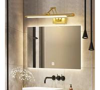 HQHYGM Mirror Front Wall Indoor Waterproof Wall Light with Hand Motion Sensor Wall Lamp with Adjustable Arm Wall Long Strip for Bathroom Vanity Bedroom (Copper -Warm Light 58cm)